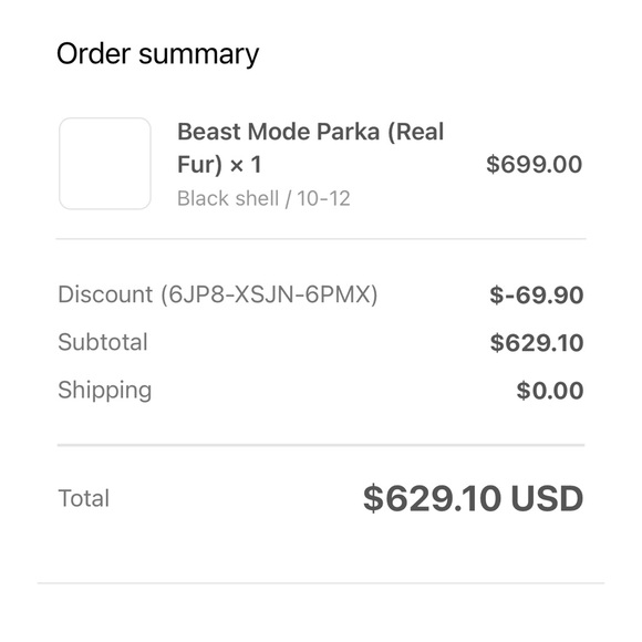 Womens black parka lined with real fox fur - Picture 3 of 4